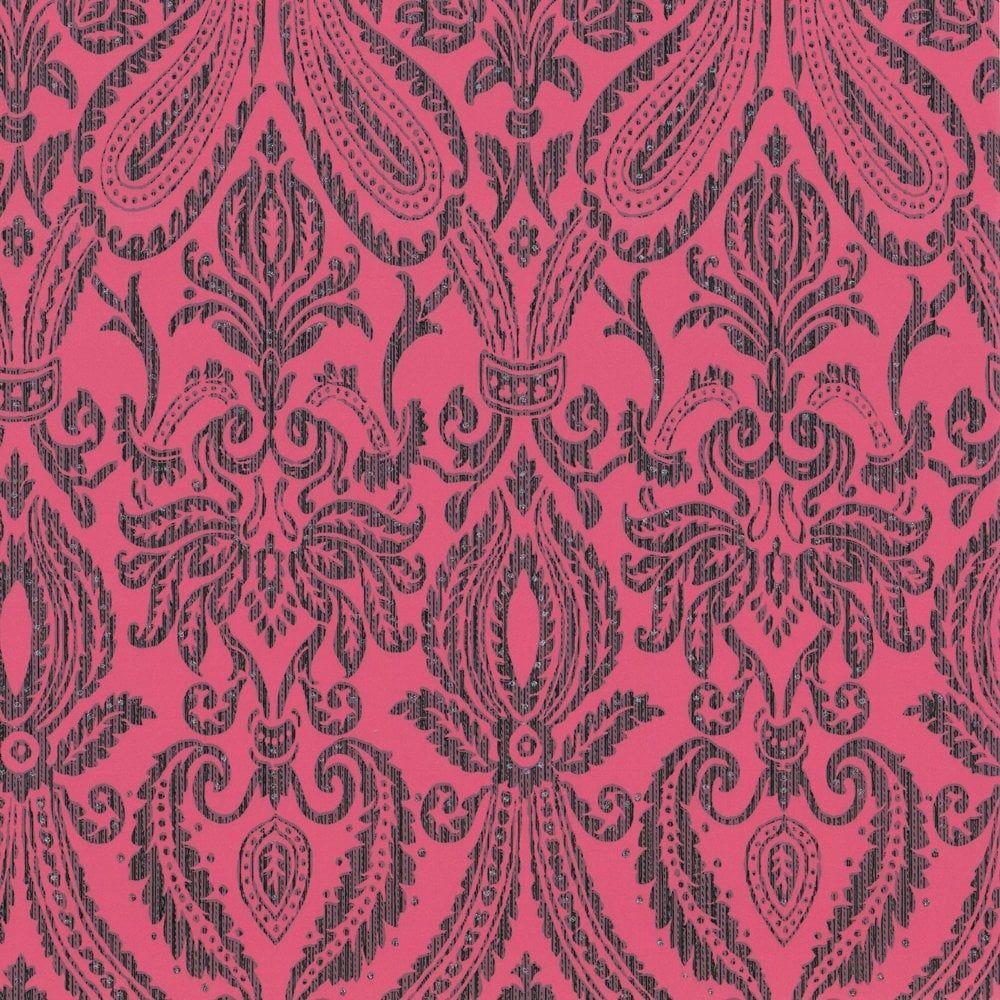 Vymura Adalia Damask Wallpaper Hot Pink / Purple (M0446)