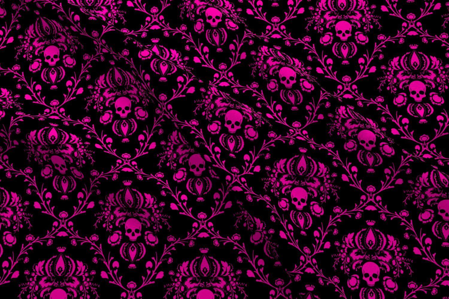 Pink and black damask wallpaper 3434241
