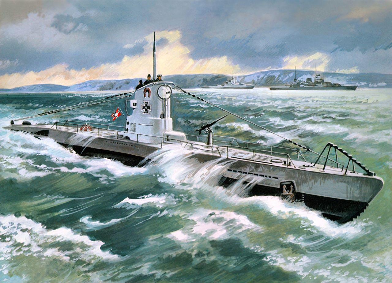 Wallpaper Submarines U Type 2B ( 1939 ) Painting Art Army