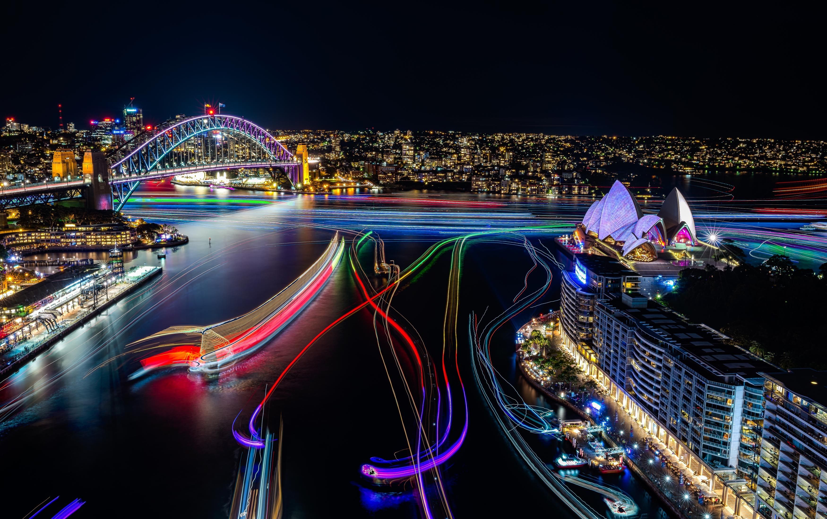 Wallpaper exhibition, cityscape, sydney, vivid, lights, opera house