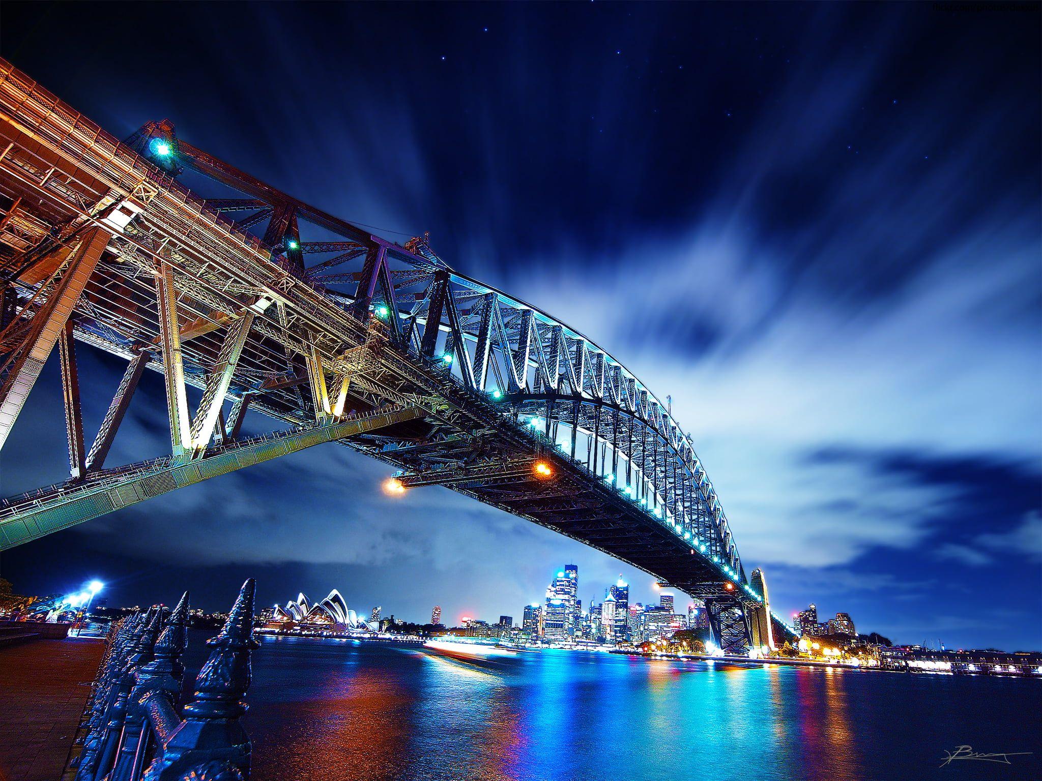 City bridge during nighttime, sydney HD wallpaper