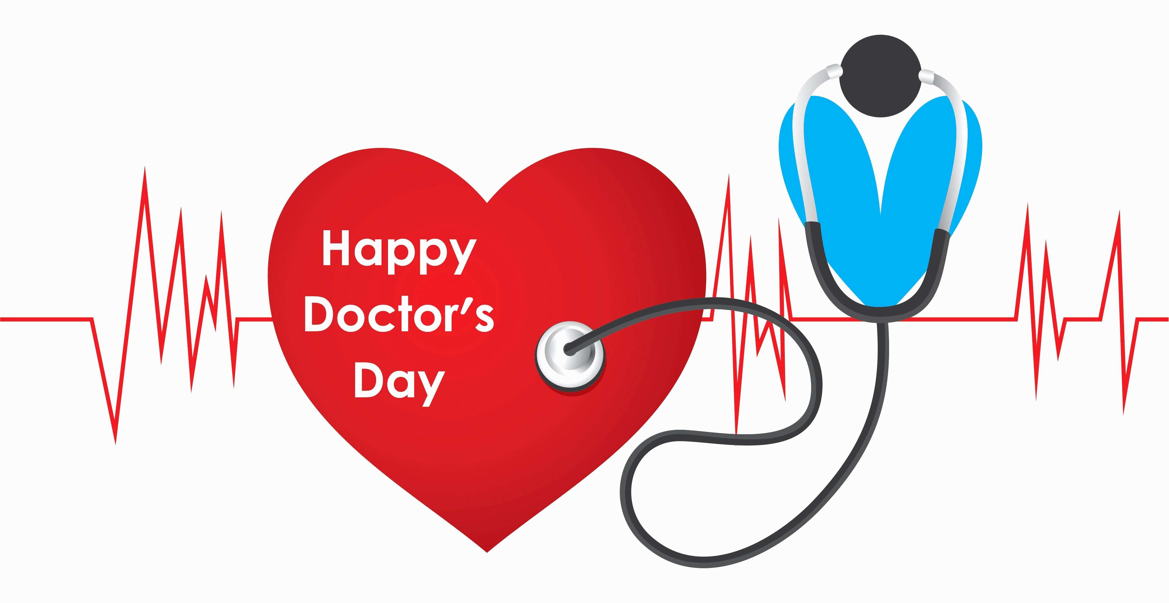 Happy Doctors Day Wishes Heart Ecg Stethoscope HD Wallpaper
