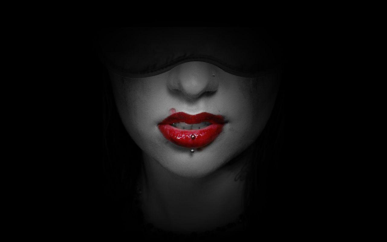 woman black red. Lip piercing, Lip wallpaper, Red lips