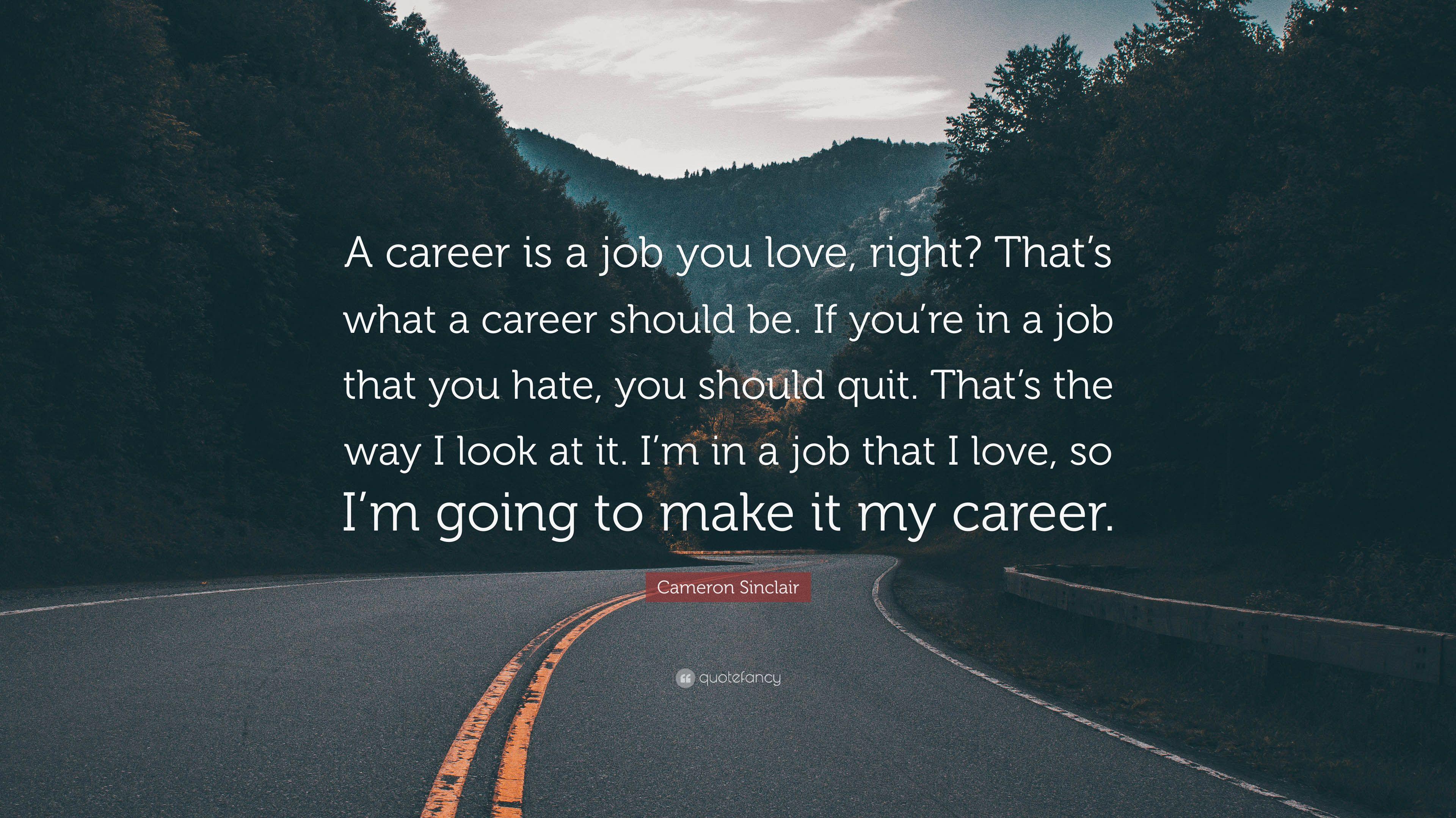 Cameron Sinclair Quote: “A career is a job you love, right? That's