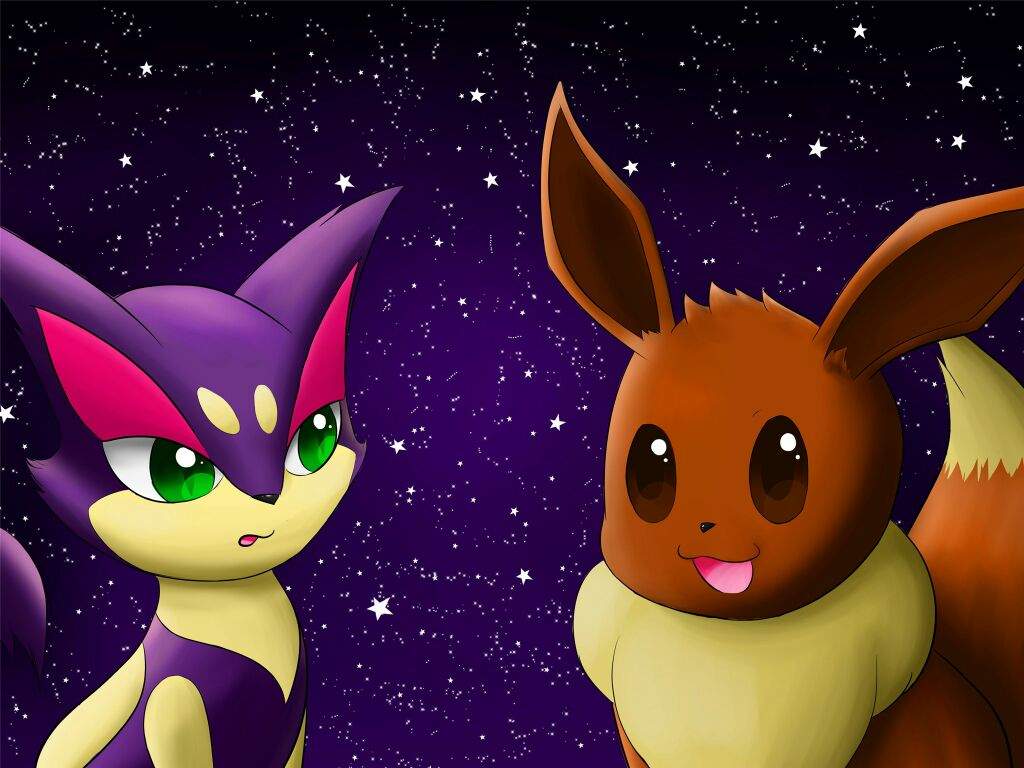MyArtN'Stuff Eevee and Purrloin. Pokémon Amino