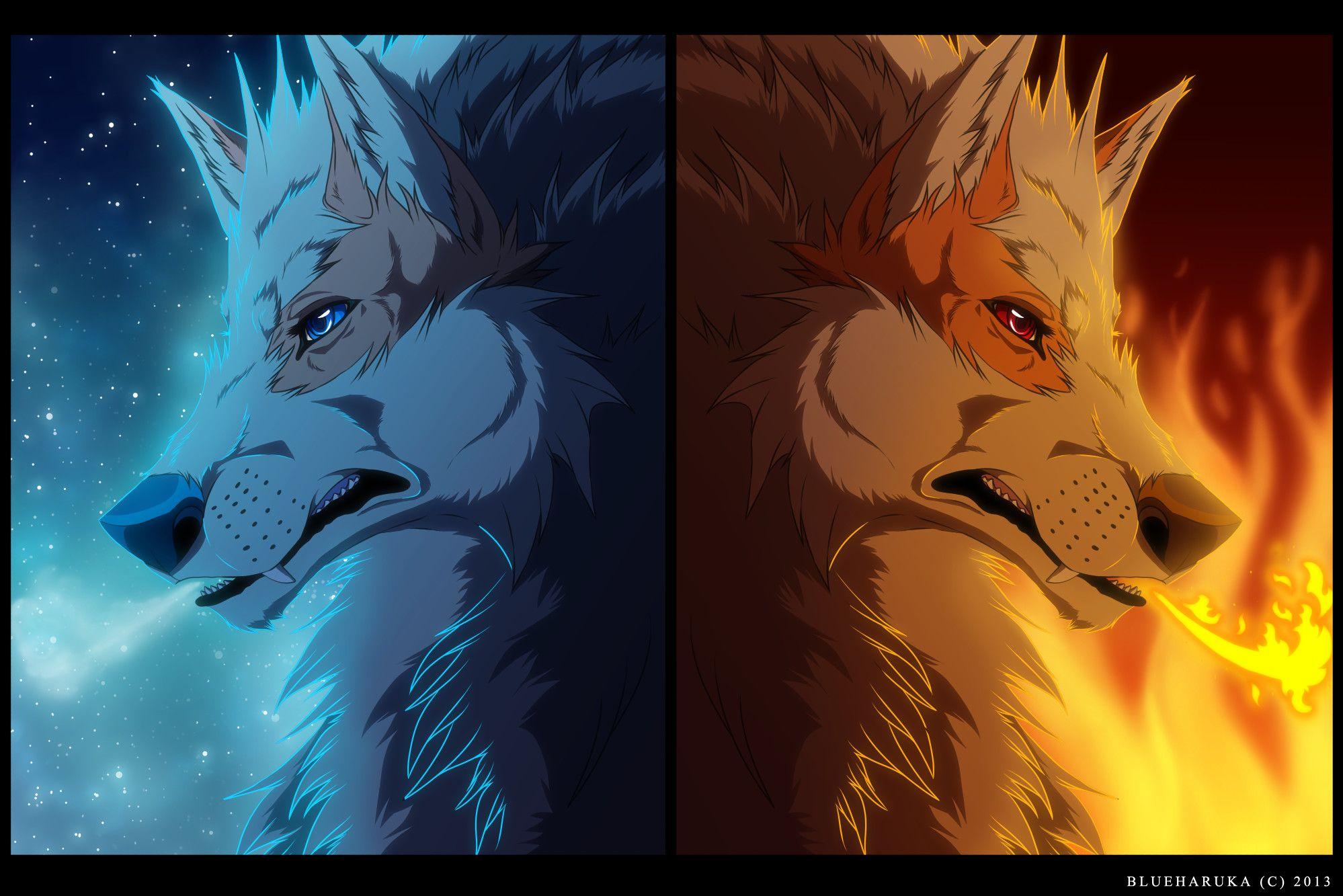 Fire And Ice Wolves Wallpapers
