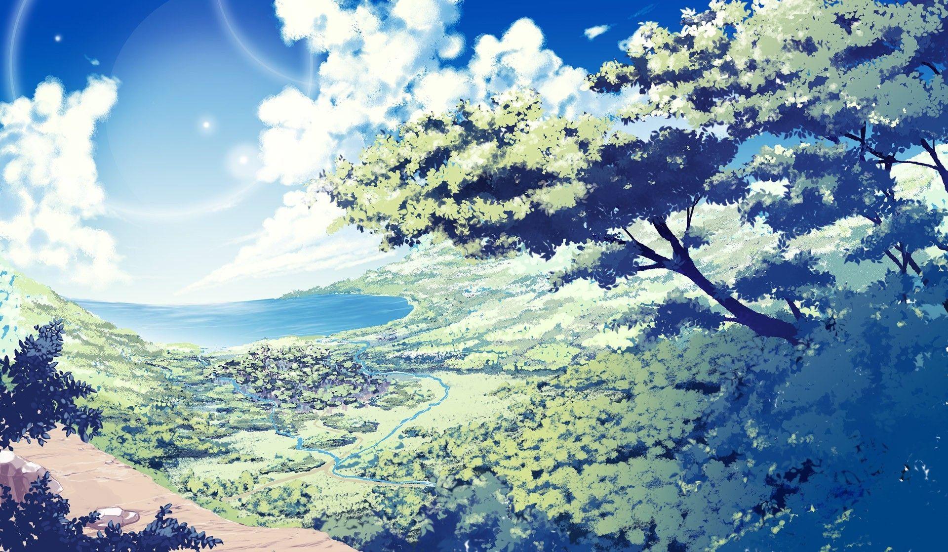 Anime scenery, sunset, anime school girl, clouds, artwork, Anime, HD  wallpaper