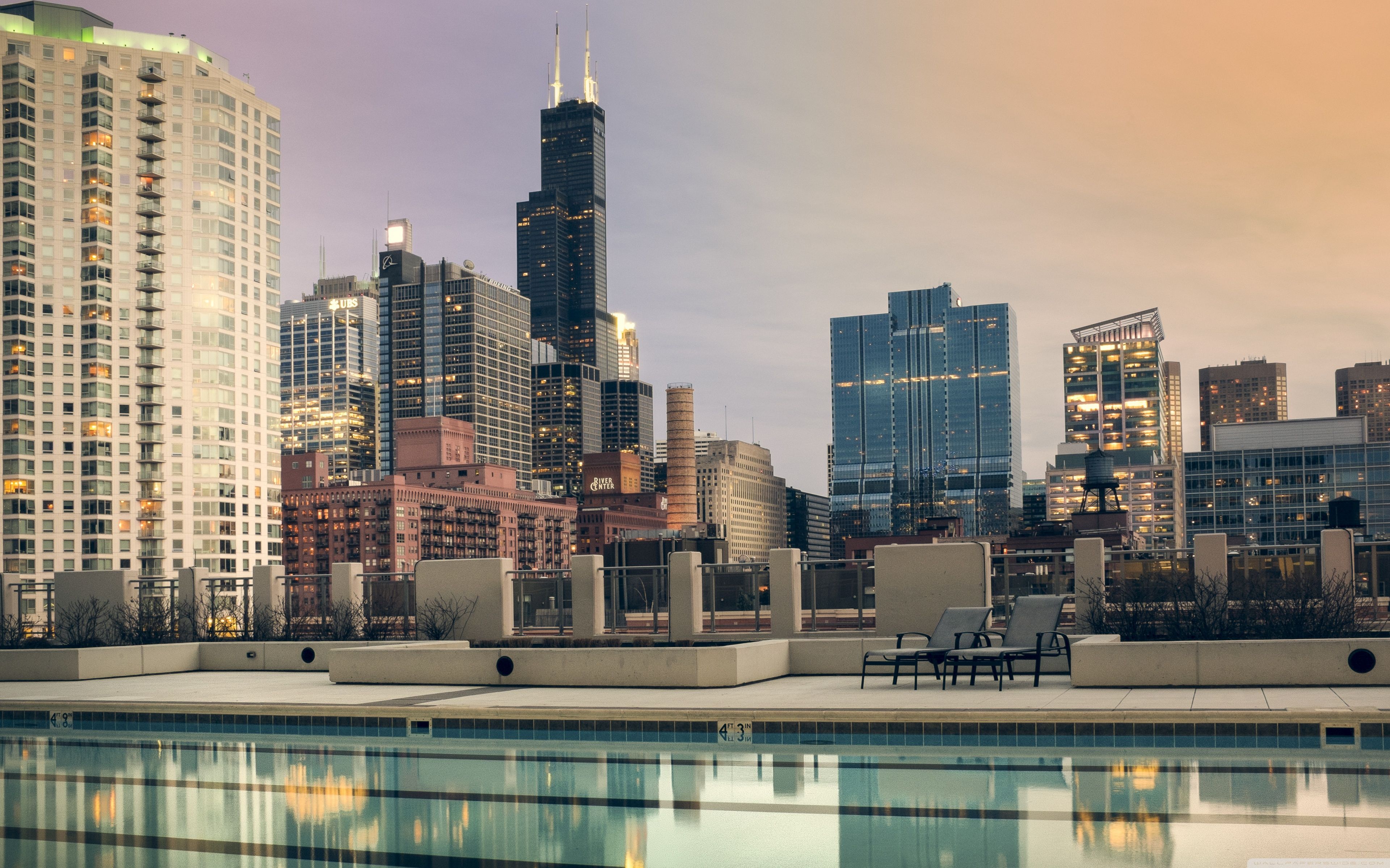 Download Rooftop Pool Chicago HD Wallpaper
