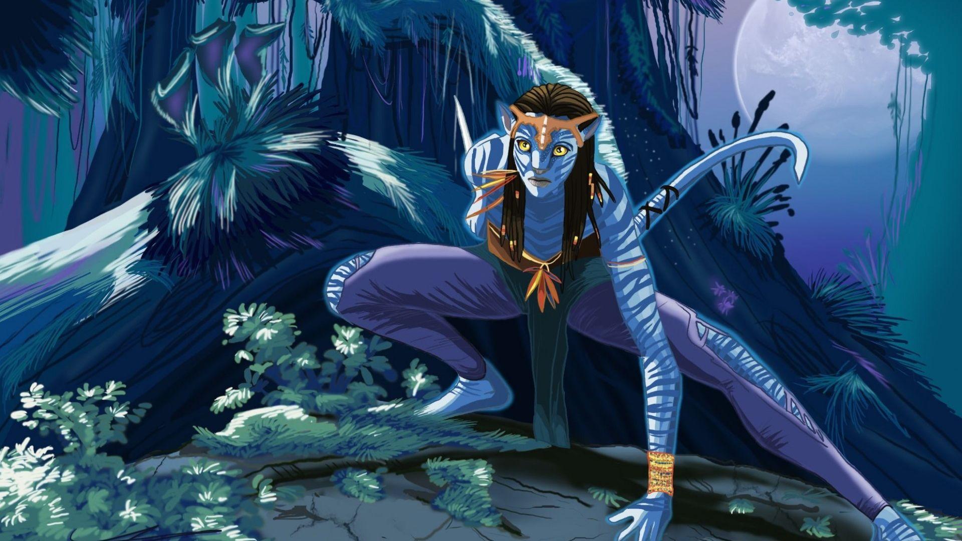 Avatar's Neytiri Under the Moonlit Forest