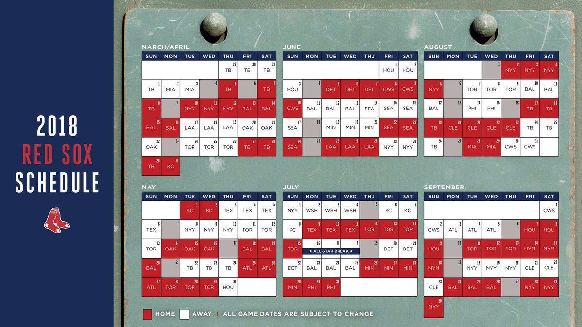 Boston Red Sox 2018 #RedSox schedule is here!