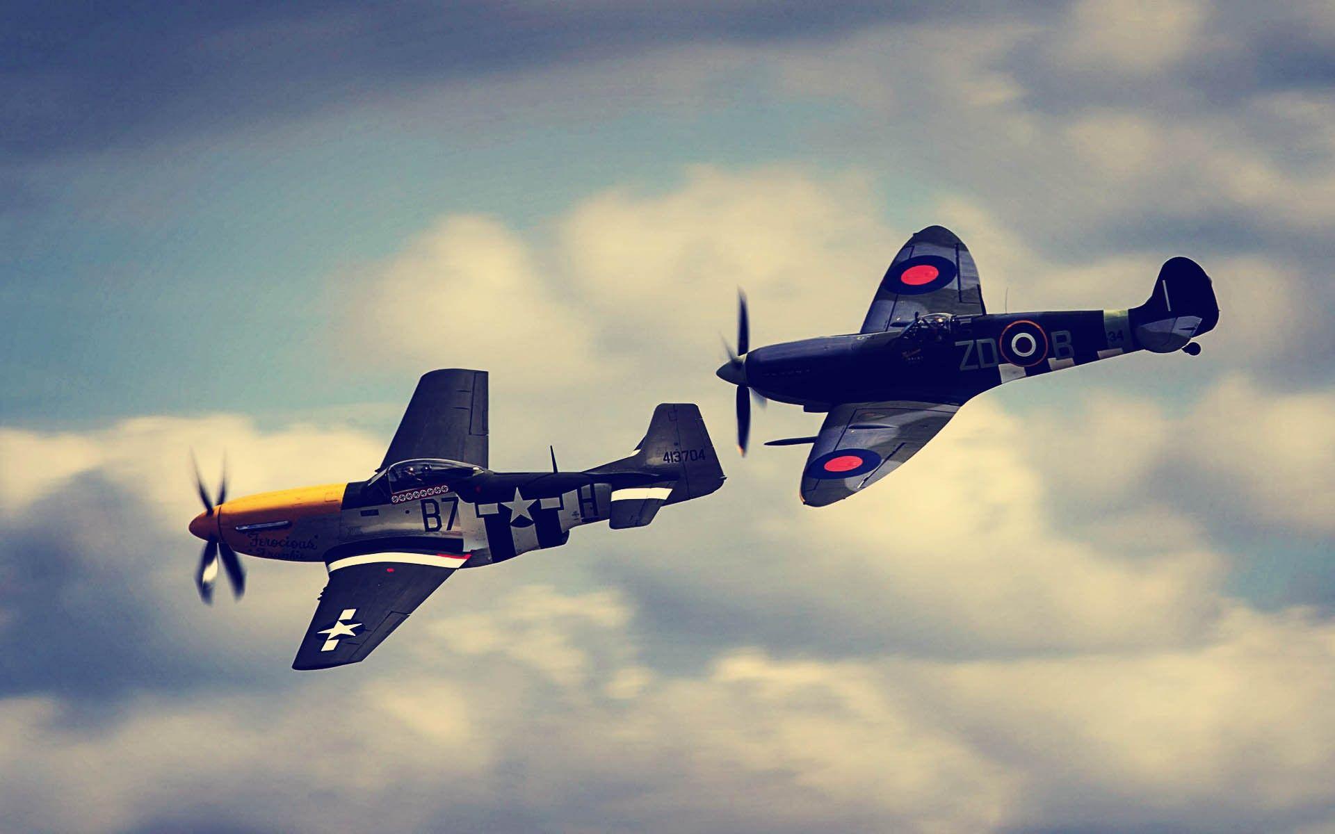 aircraft clouds sky world war ii north american p 51 mustang