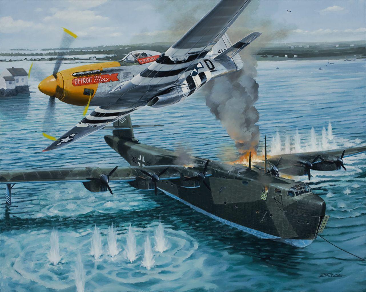 image Airplane P 51 D mustang ww2 Voss Bv 222 'Wiking' Painting Art