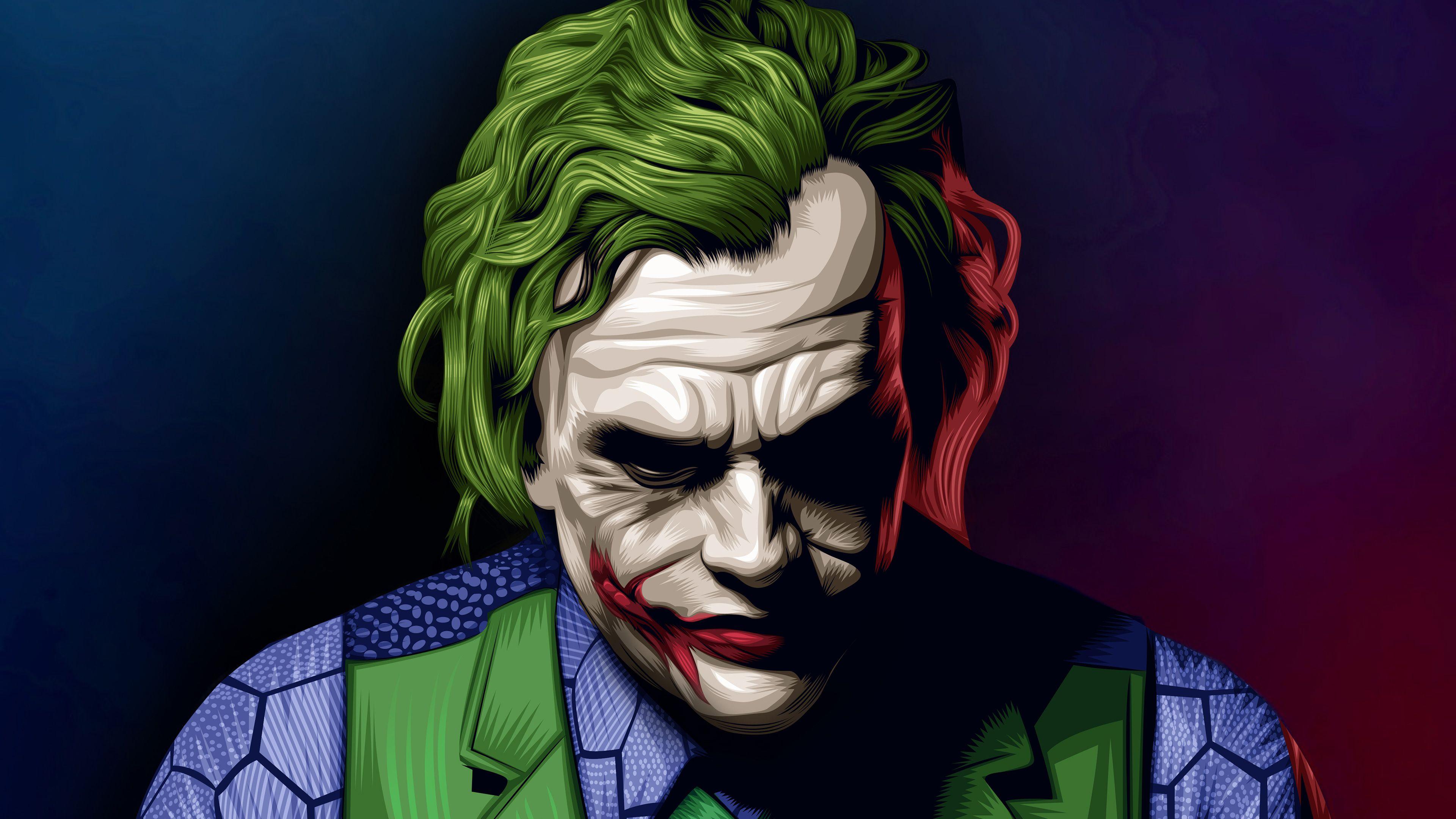 Joker Heath Ledger Illustration, HD Superheroes, 4k Wallpaper