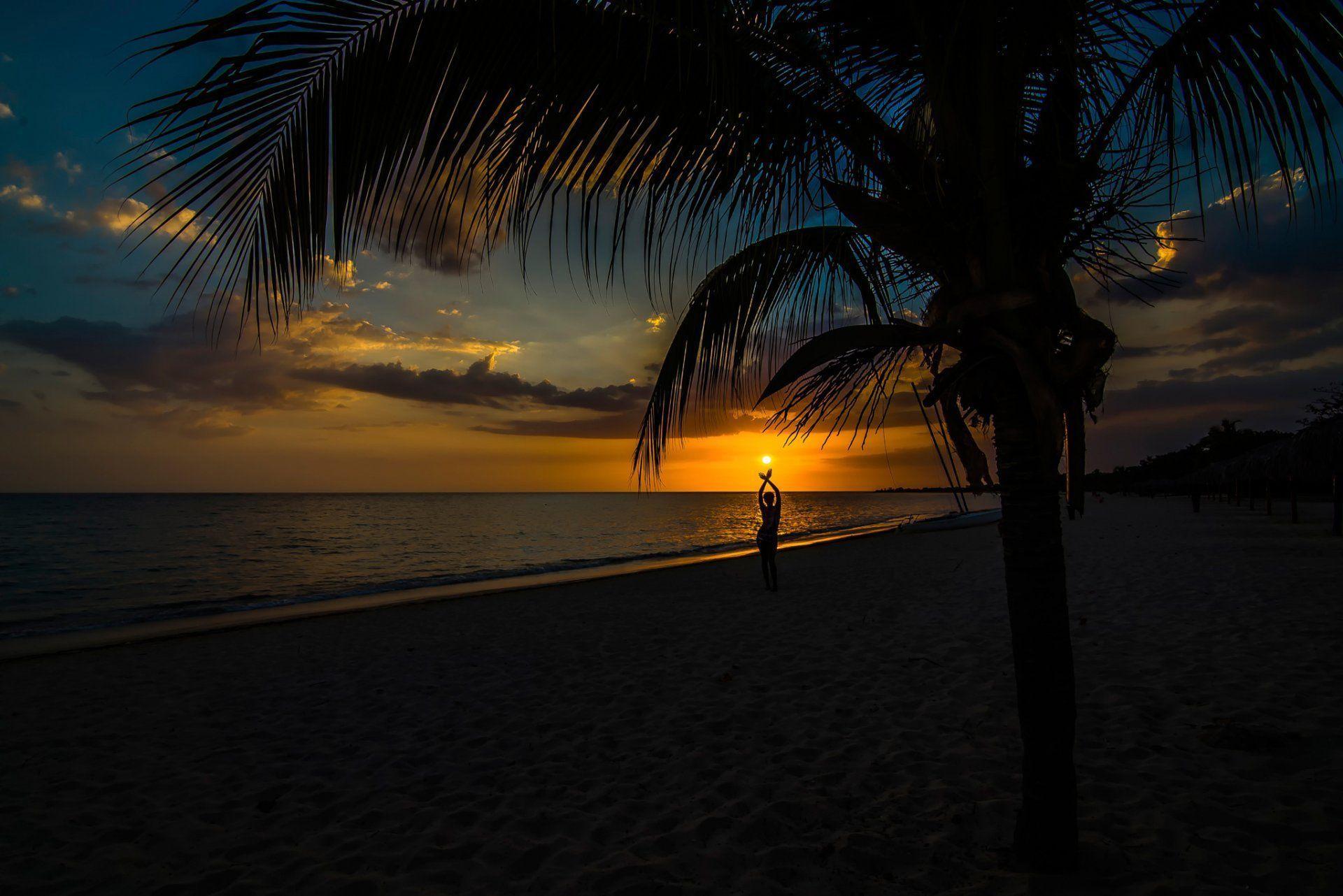 life is beautiful cuba trinidad beach silhouette sun HD wallpaper
