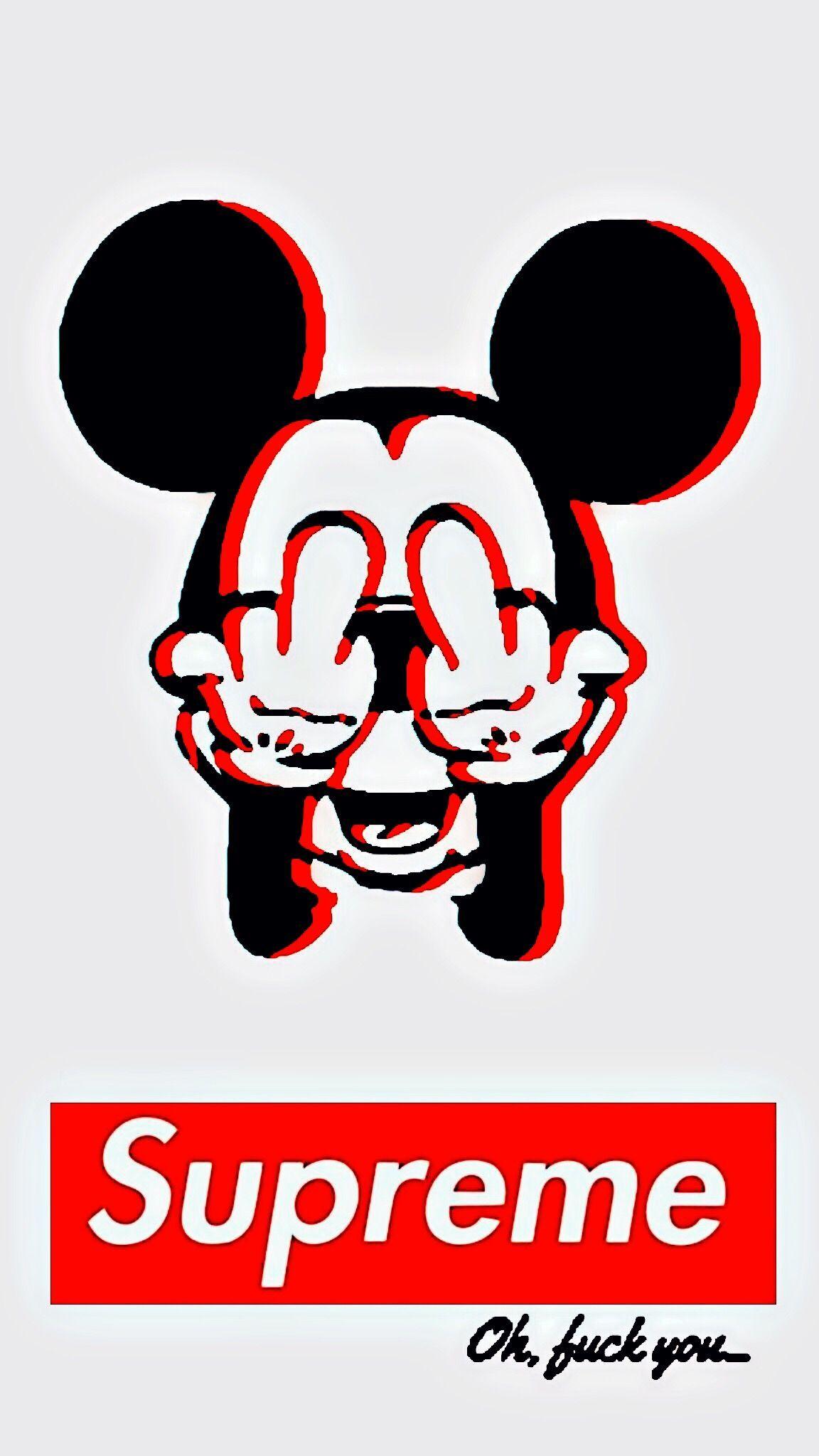 middlefinger #supreme #mickeymouse #mickey #mouse #wallpaperiphone