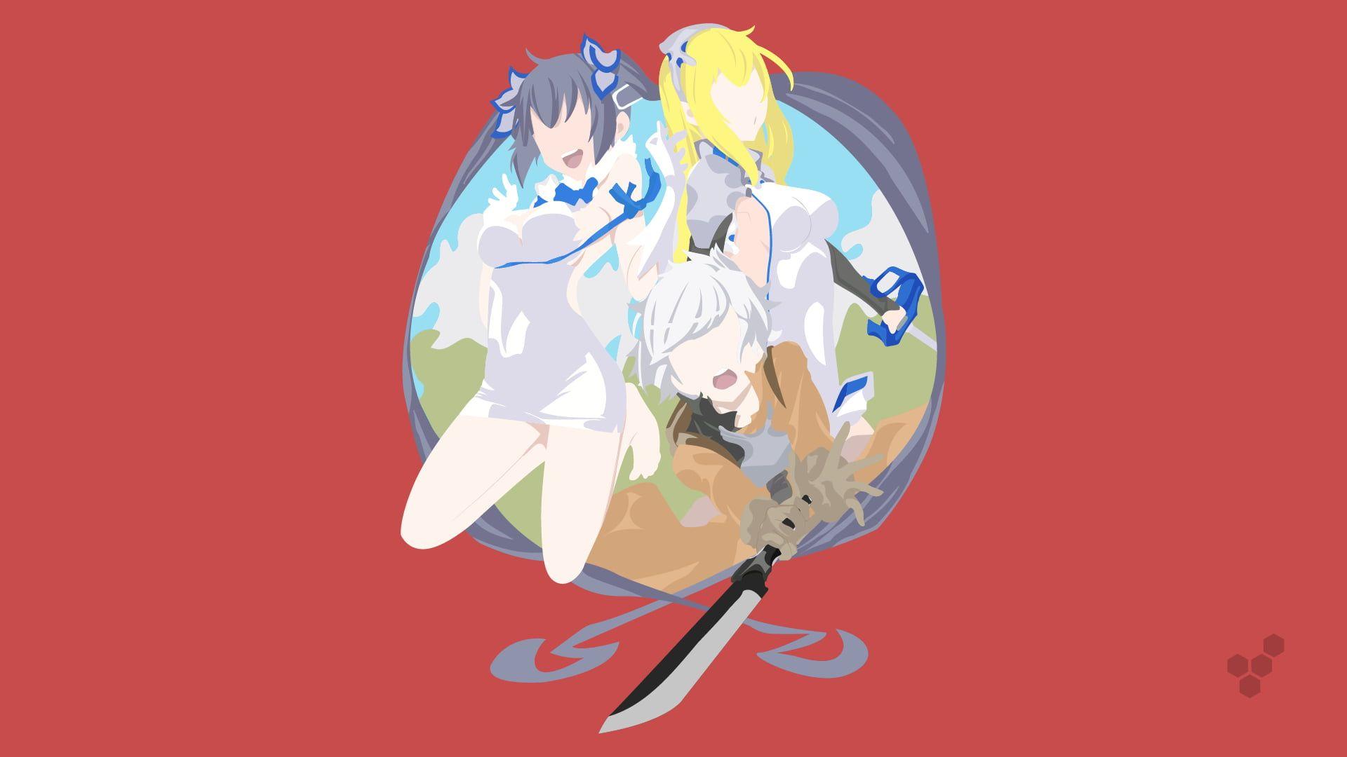 Anime character illustration, anime, minimalism, Dungeon ni Deai wo