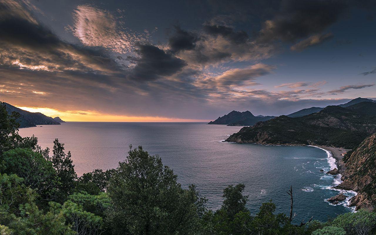 Picture corsica Sea Nature Mountains Sky Scenery Coast Clouds
