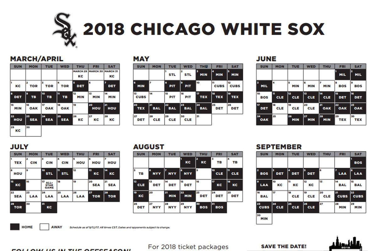 White Sox 2018 schedule includes early Opening Day, late Cubs