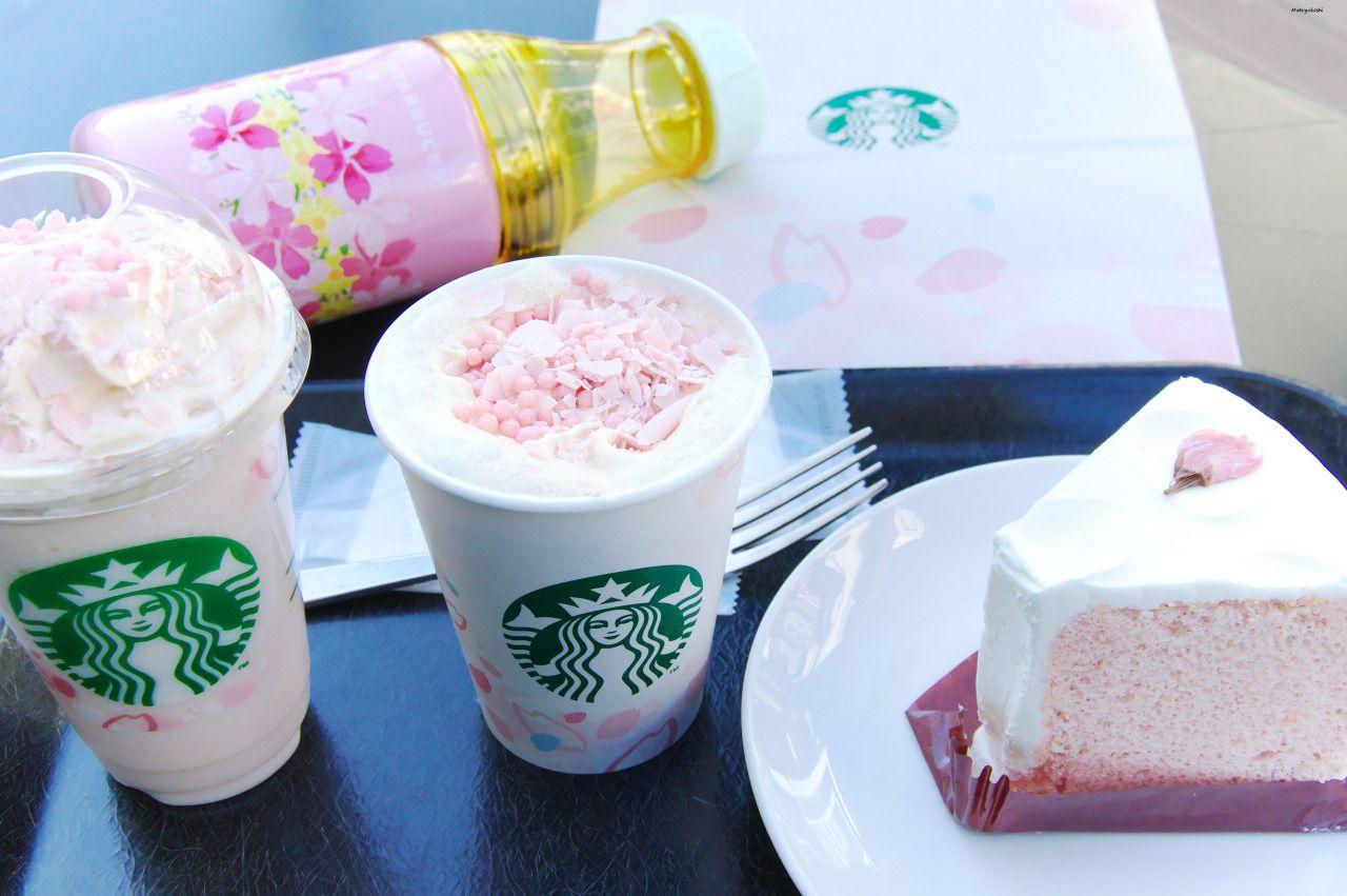 Today's photo of new Starbucks sakura flavored beverages, cake
