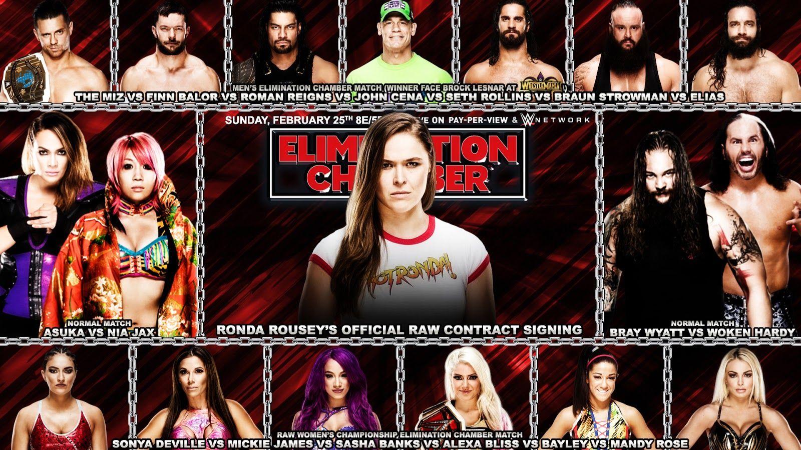 WWE Elimination Chamber 2018. WWE Match Cards Wallpaper