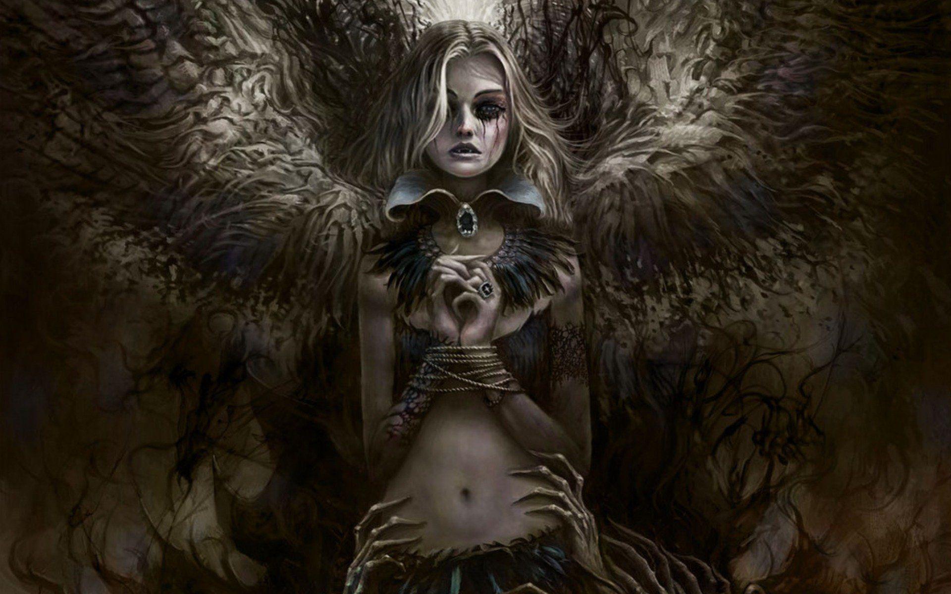 Fantasy horror death darkness crow sorrow blood angel wallpaper