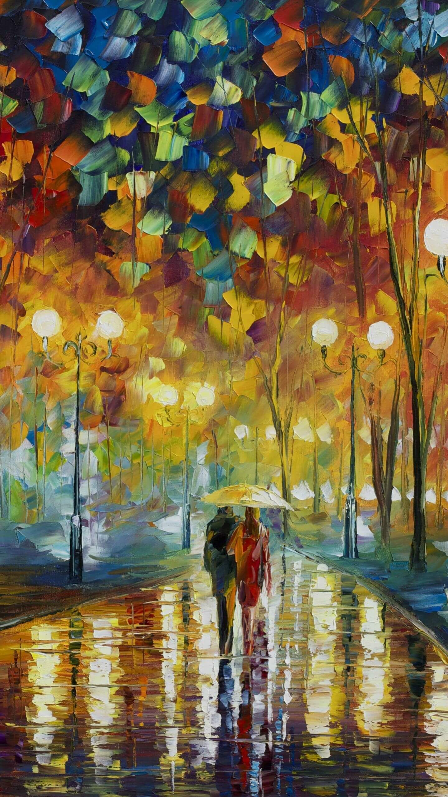 Cute Couple Oil Painting iPhone Wallpaper