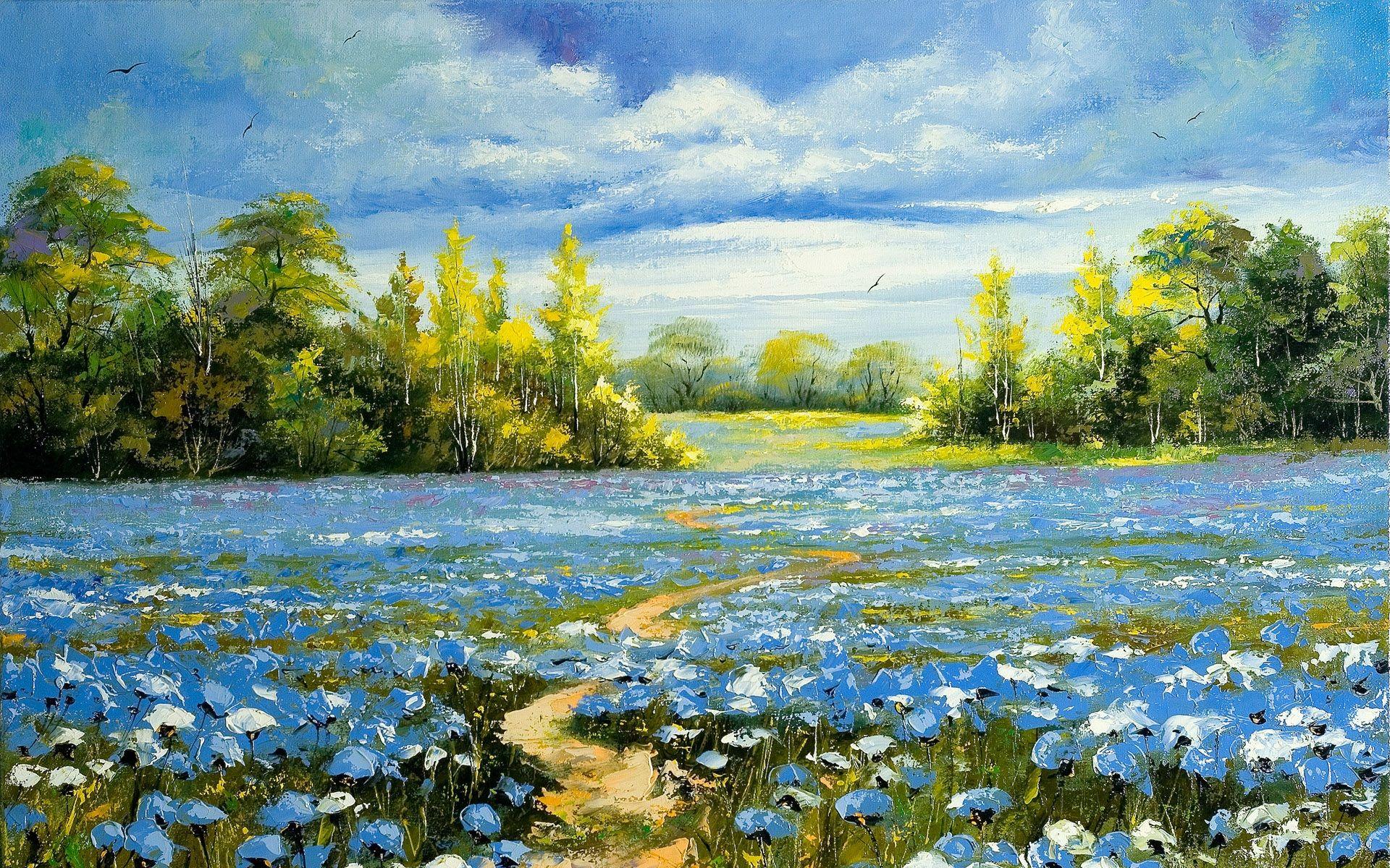 Landscape oil painting wallpaper. art and paintings