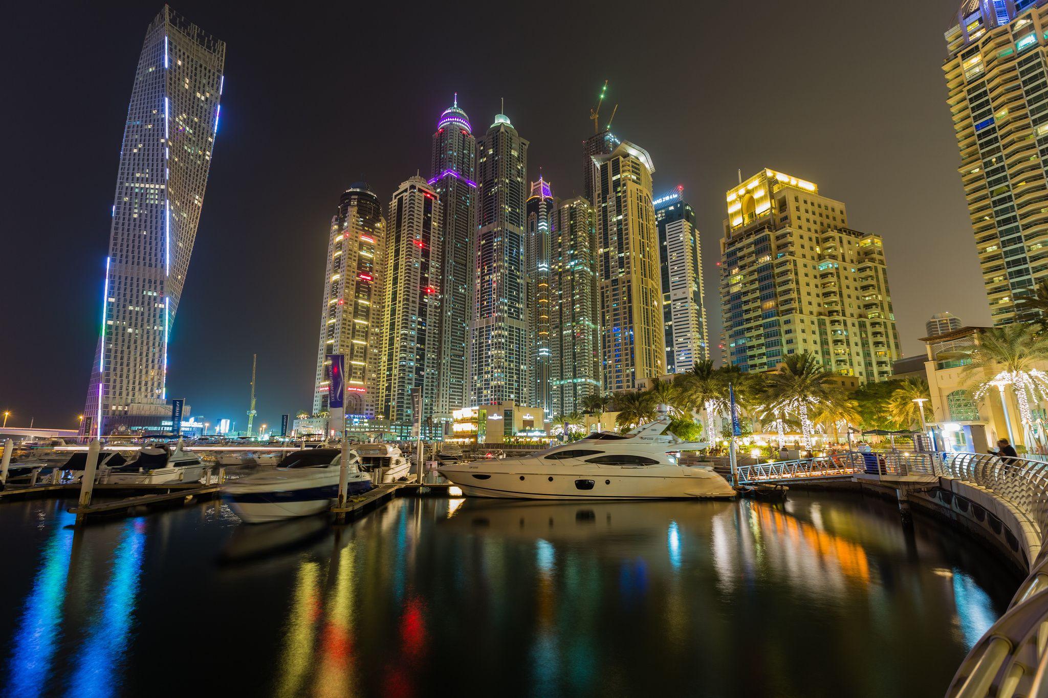 Dubai UAE Gulf marina night city skyscrapers wallpaperx1365