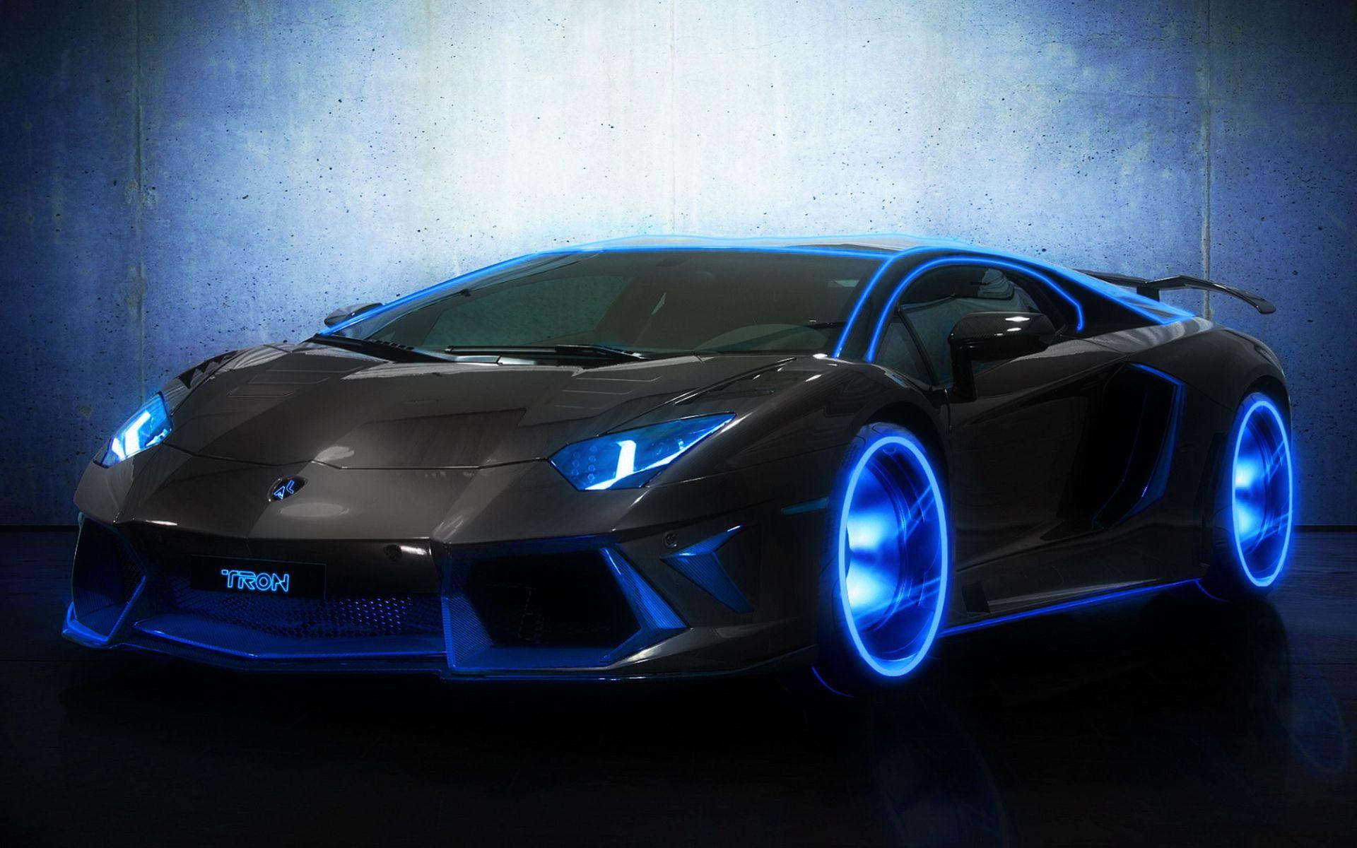 Blue and Black Lamborghini Aventador Sports Car Wallpaper