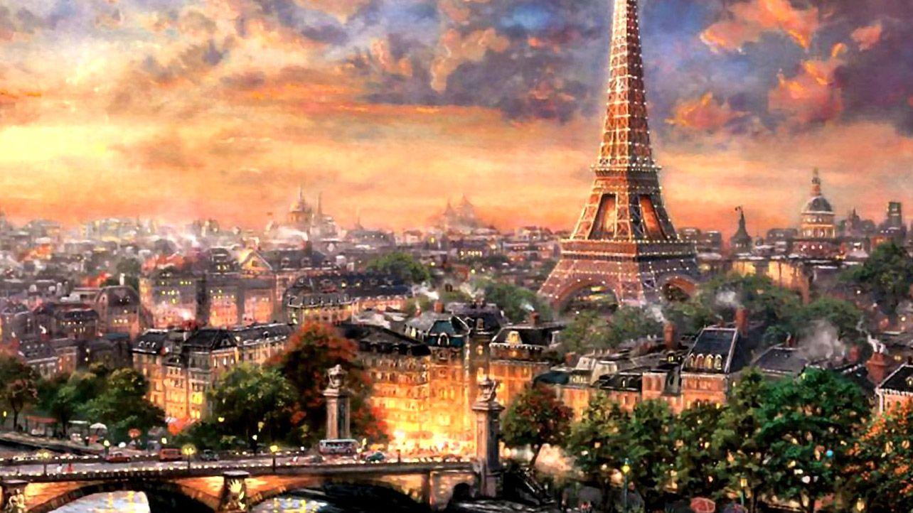 Skyscrapers, Paris, City, Love, Cityscape, France, Scenery, Painting