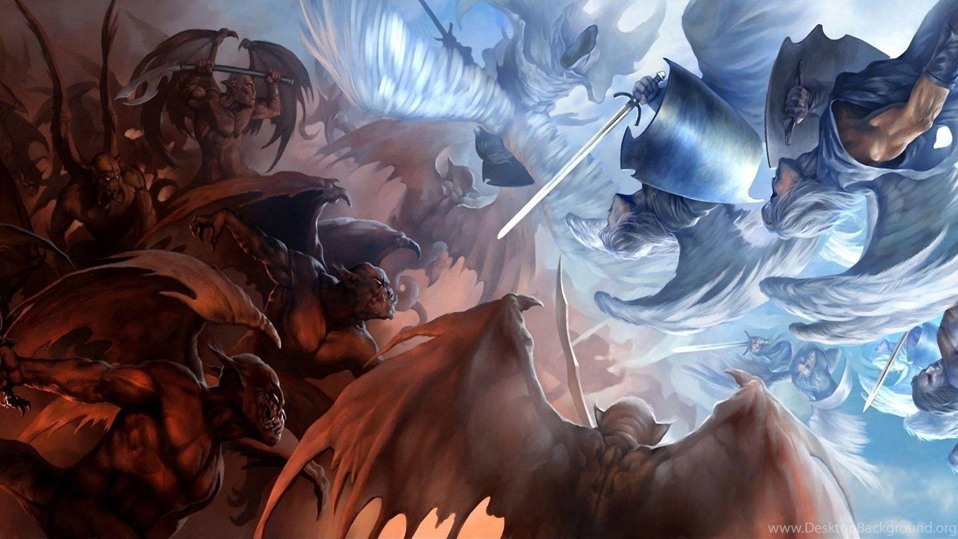 Wallpaper Demons Angels Vs Anime Devil Fight God Full HD Image