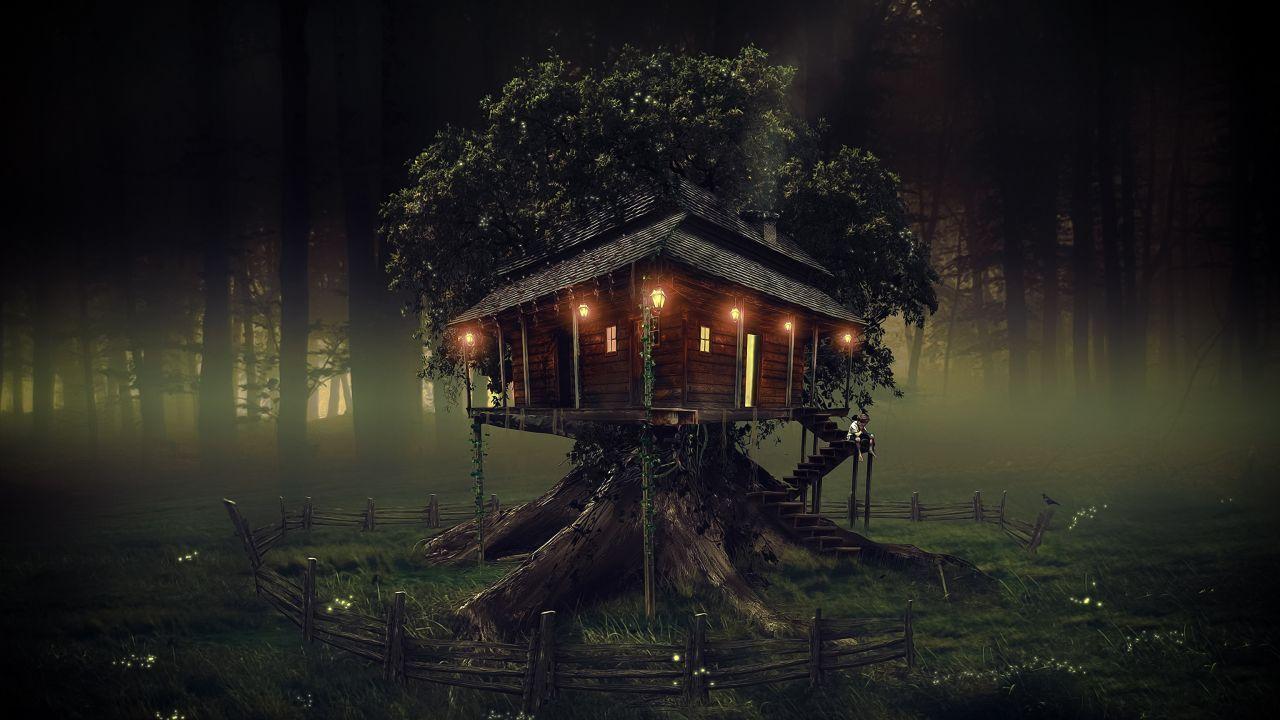 Wallpaper Home, Tree house, CGI, HD, Creative Graphics