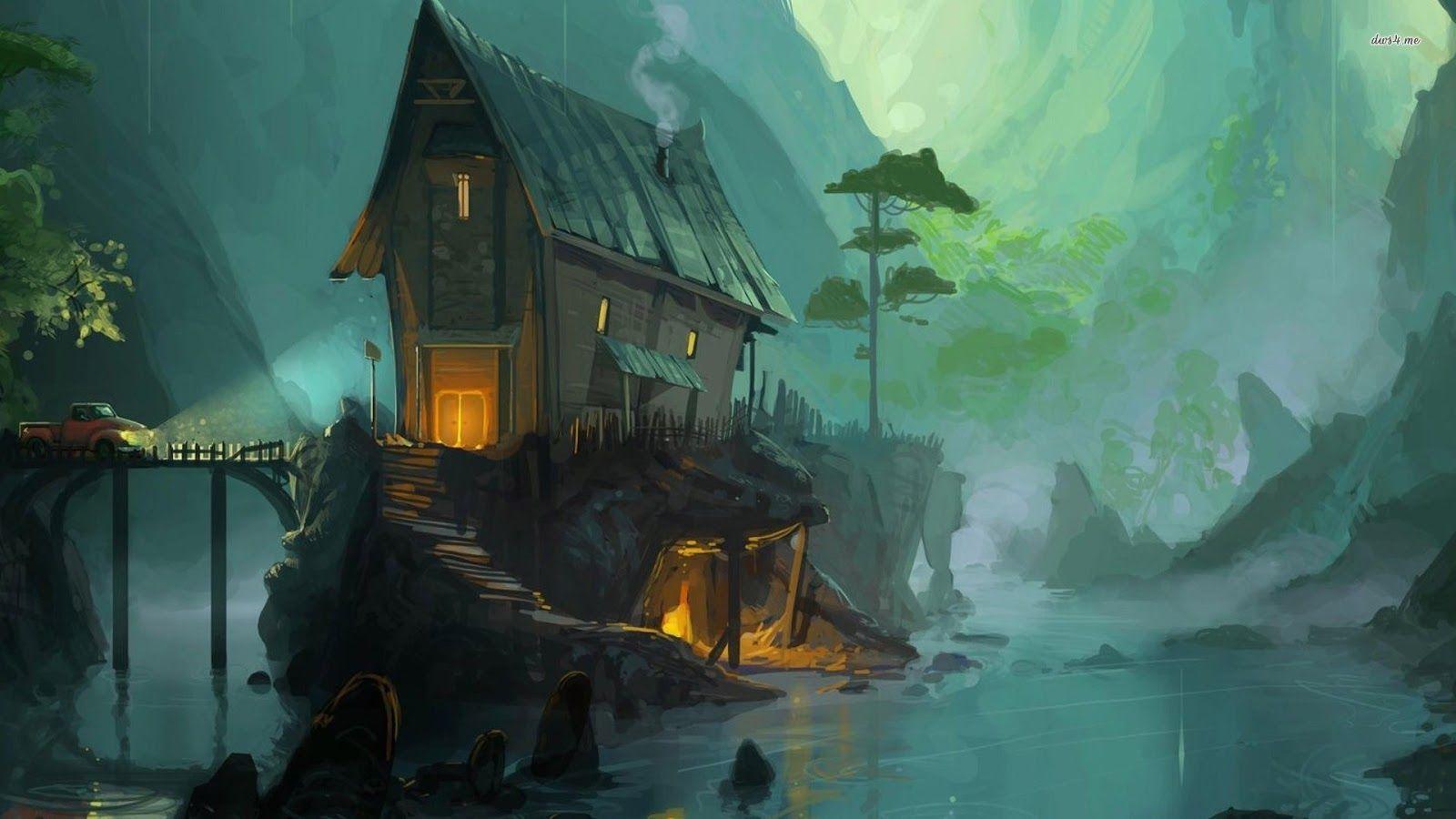 I Love Tree House: Tree House on the River Side Wallpaper 1920x1080