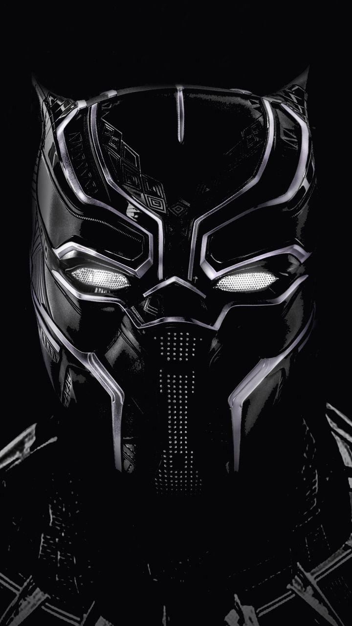 Black panther, black mask, artwork, 720x1280 wallpaper. MARVEL