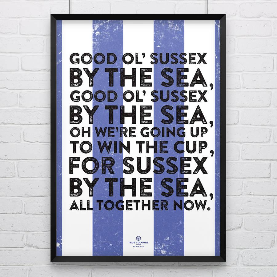 brighton and hove albion 'sussex' football song print
