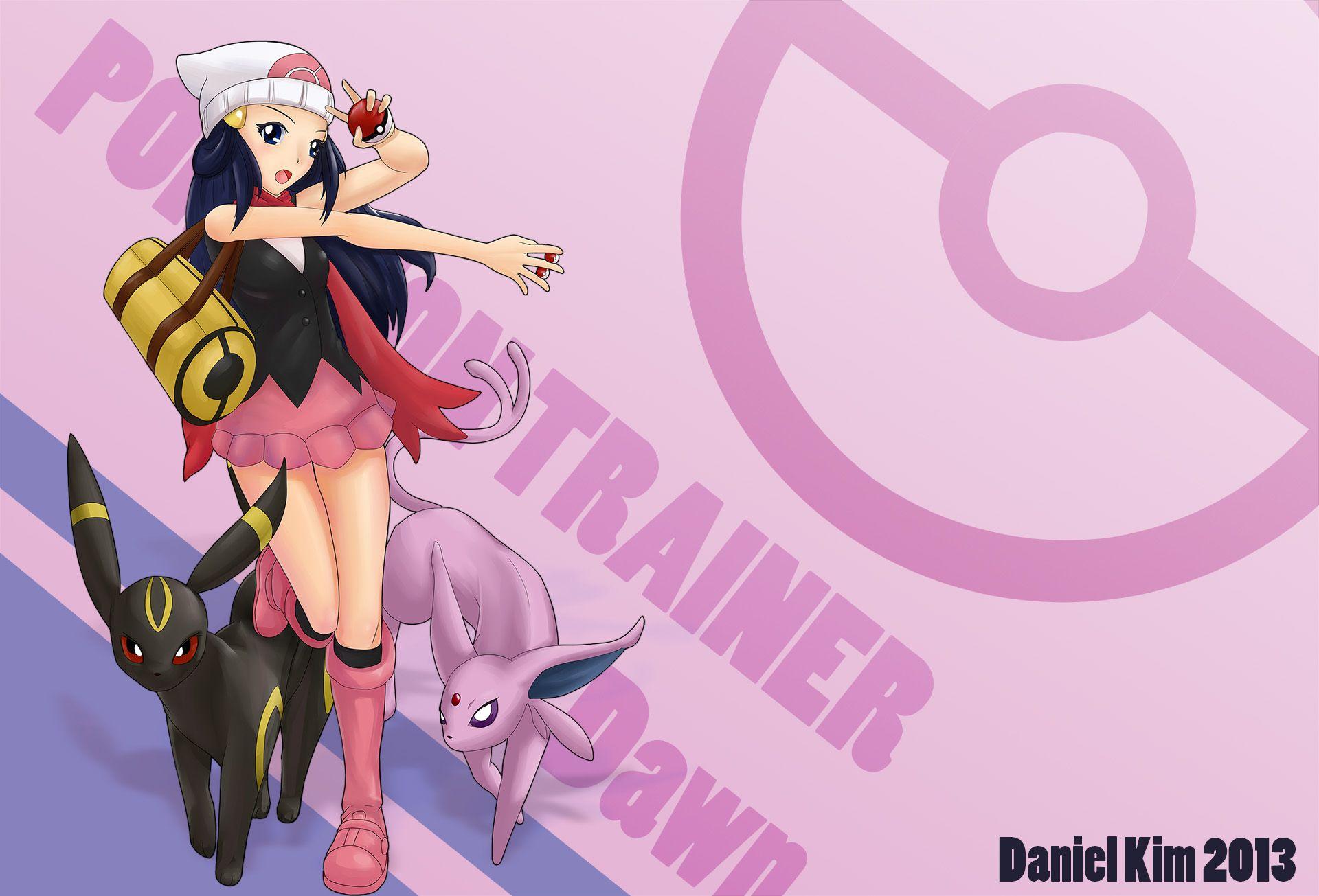 Download Cute Pokemon Trainer Dawn Wallpaper