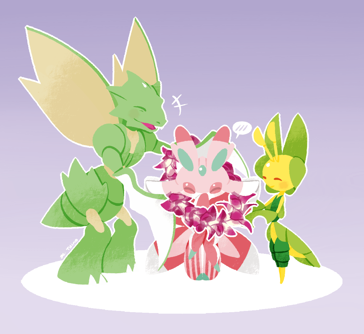 Scyther, Lurantis, and Leavanny. pokemon. Pokémon
