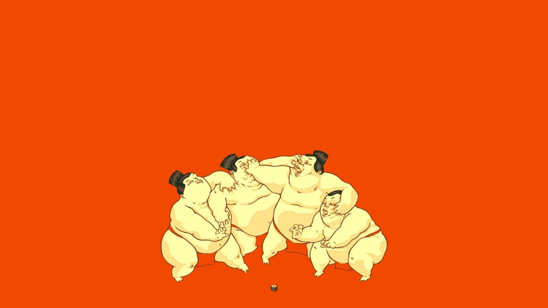 Sumo, orange background wallpaper and image, picture