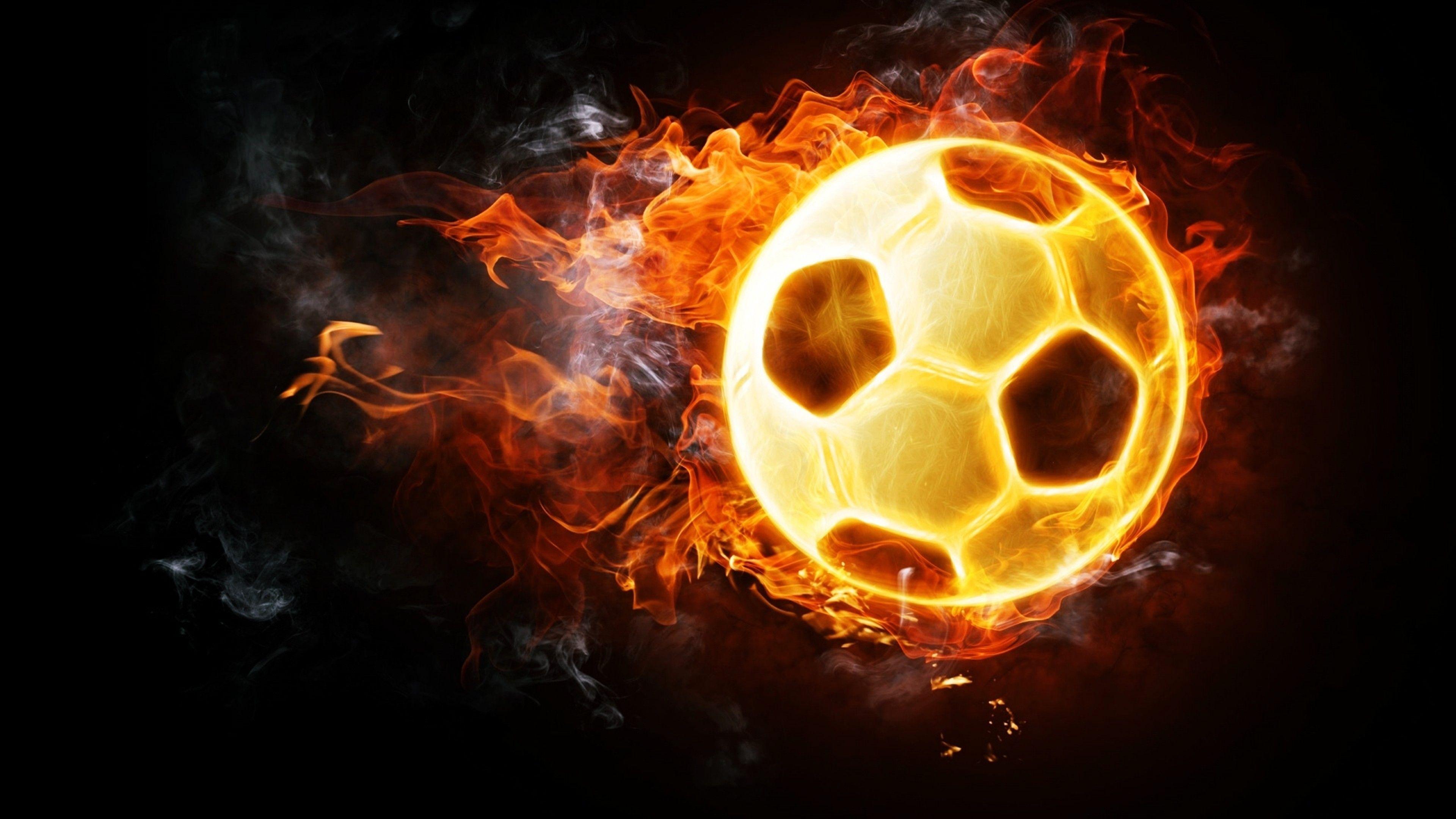 Download 3840x2160 Soccer Ball, Fire Wallpaper for UHD TV