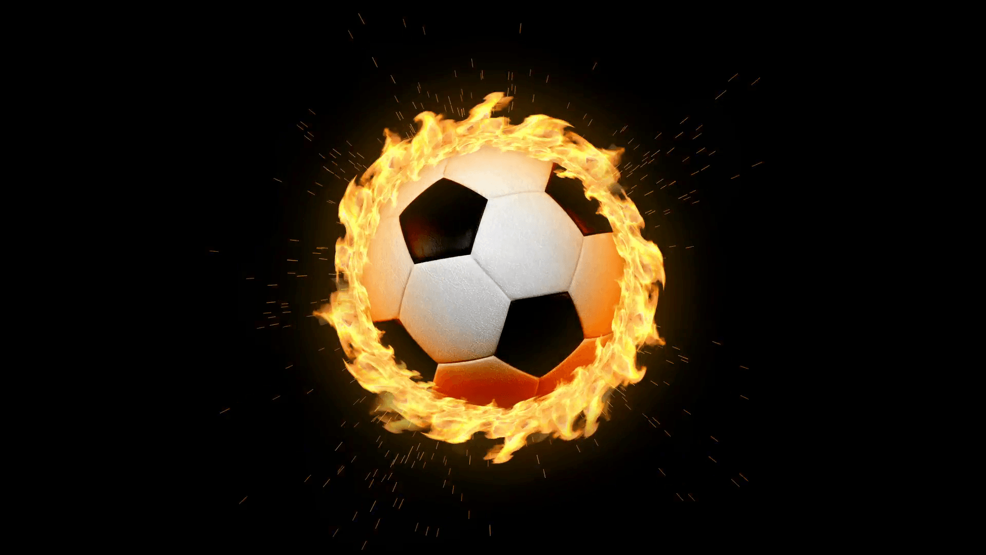 animated soccer or football spinning ball on fire Motion Background
