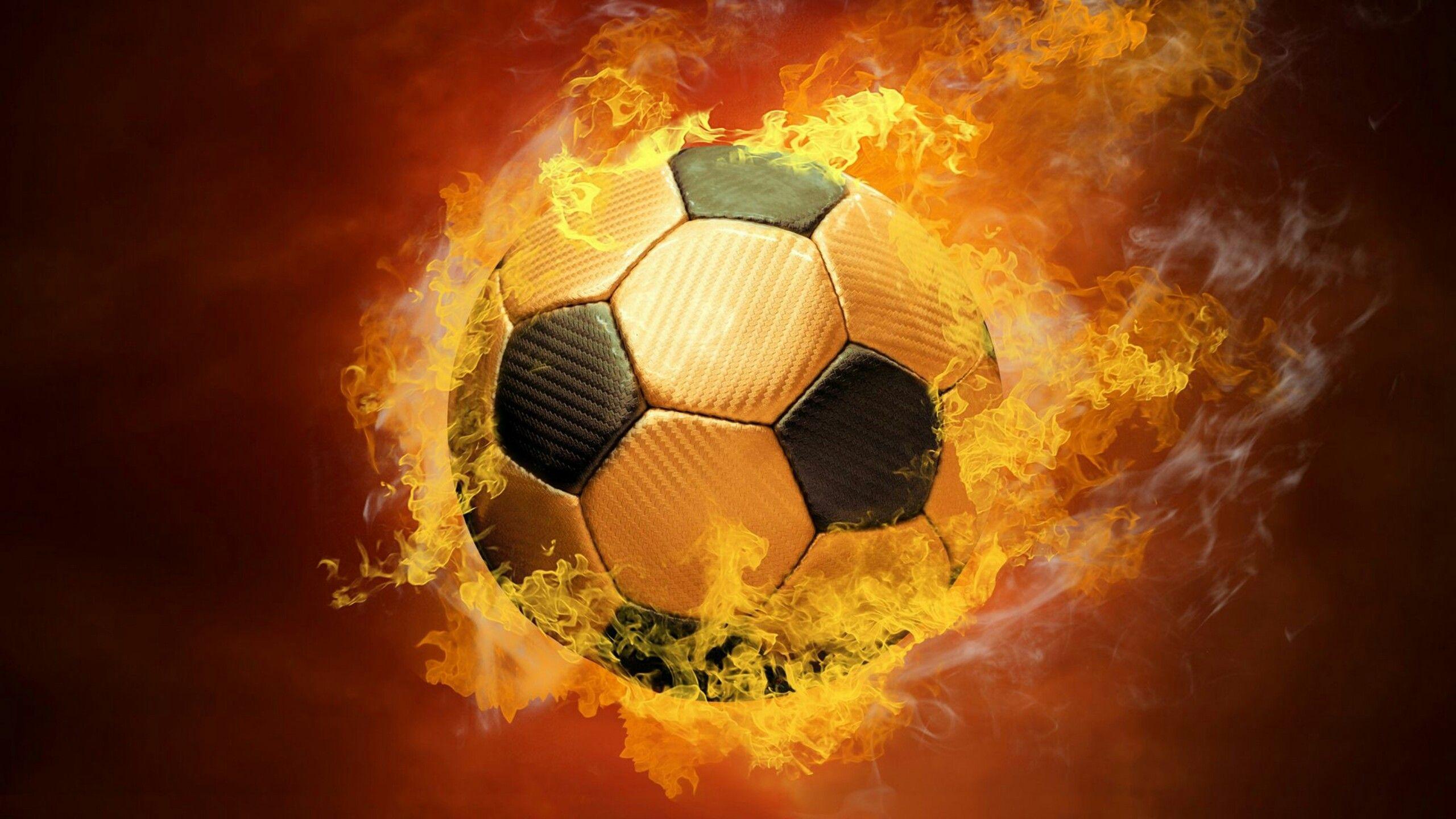 Ball On Fire Soccer Football Sports QHD Wallpaper 2560x1440