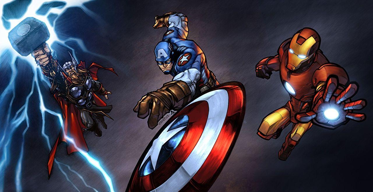 Wallpaper Heroes comics Thor hero Iron Man hero Captain America