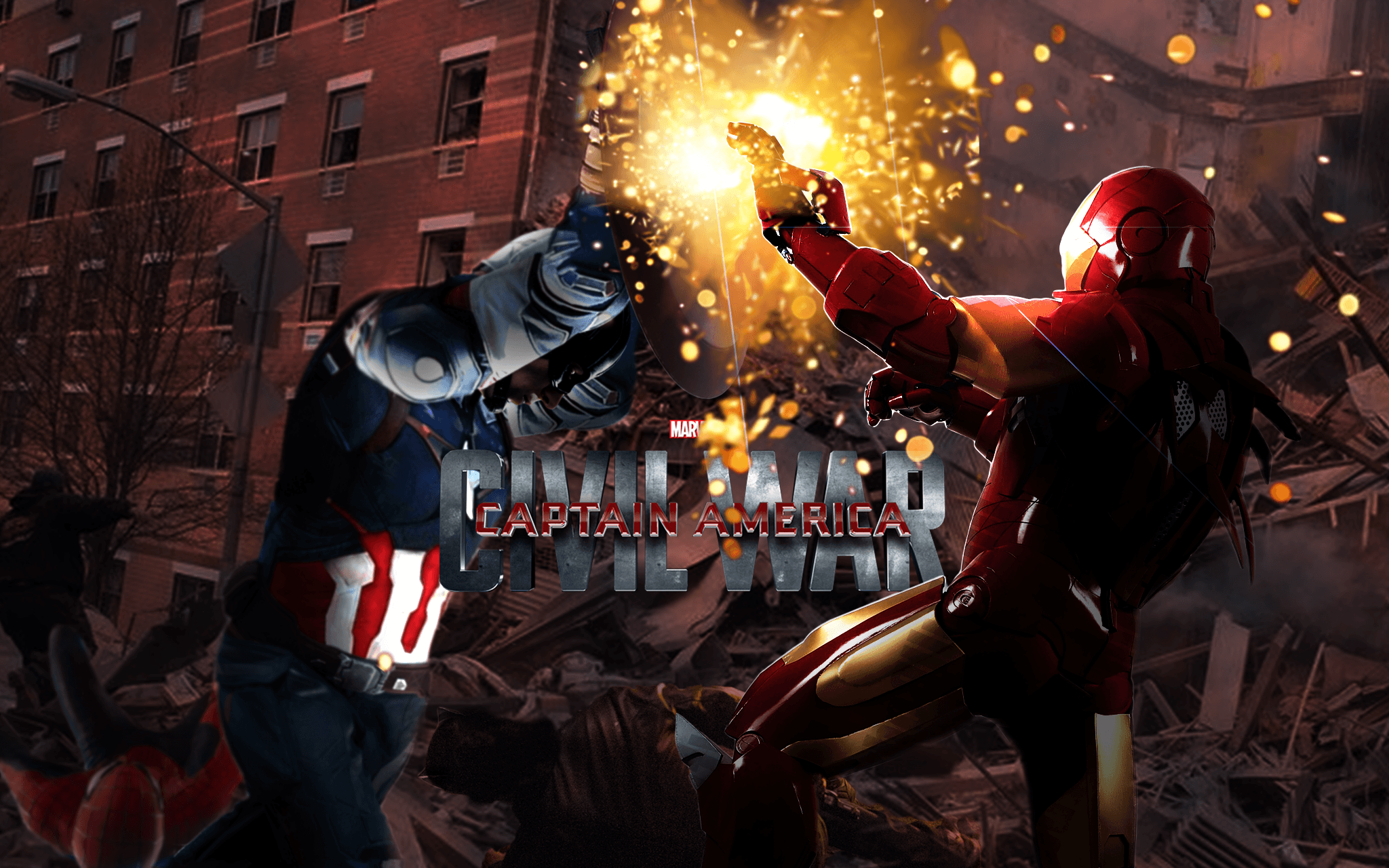 Captain America vs Iron Man with Logo