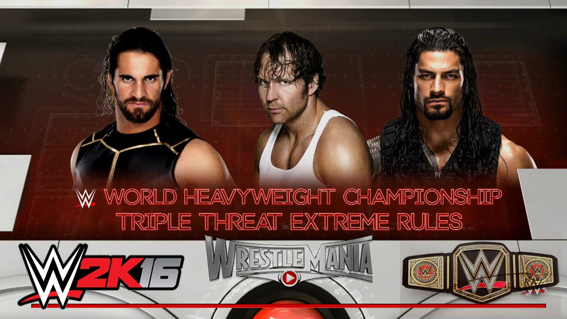 WWE 2K16 Rollins Vs Roman Reigns Vs Dean Ambrose For The WWE
