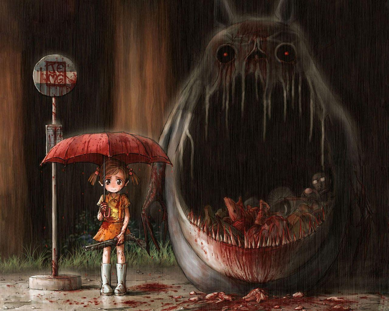Scary Anime Girl. Scary anime wallpaper Totoro My Neighbor Totoro