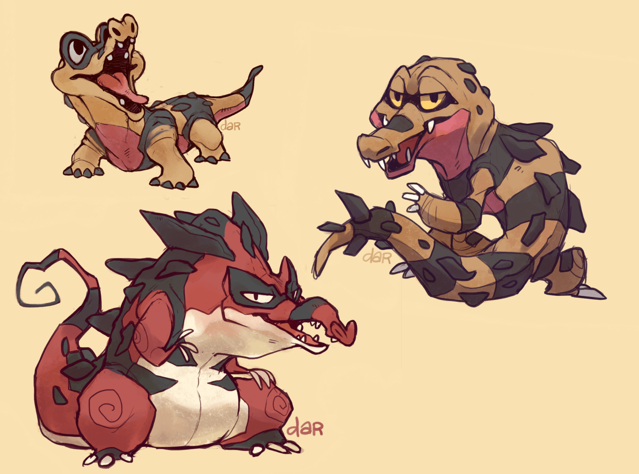 Sandile, Krokorok, and Krookodile. Pokémon!!!!!