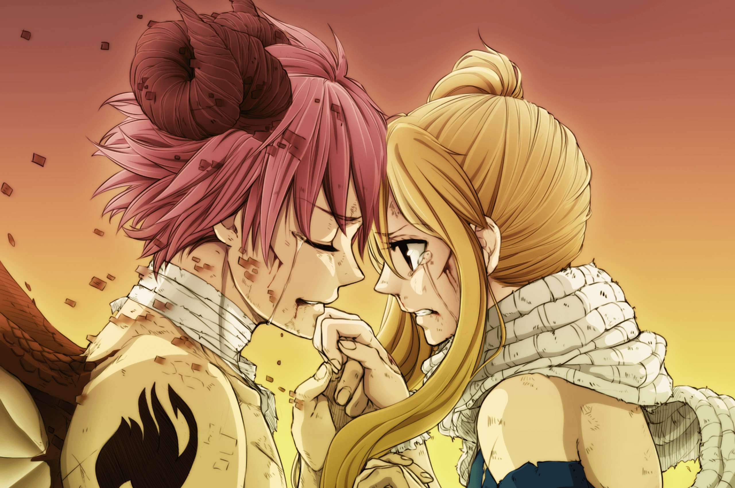 Download 2560x1700 Natsu X Lucy, Fairy Tail, Tears, Scarf, After