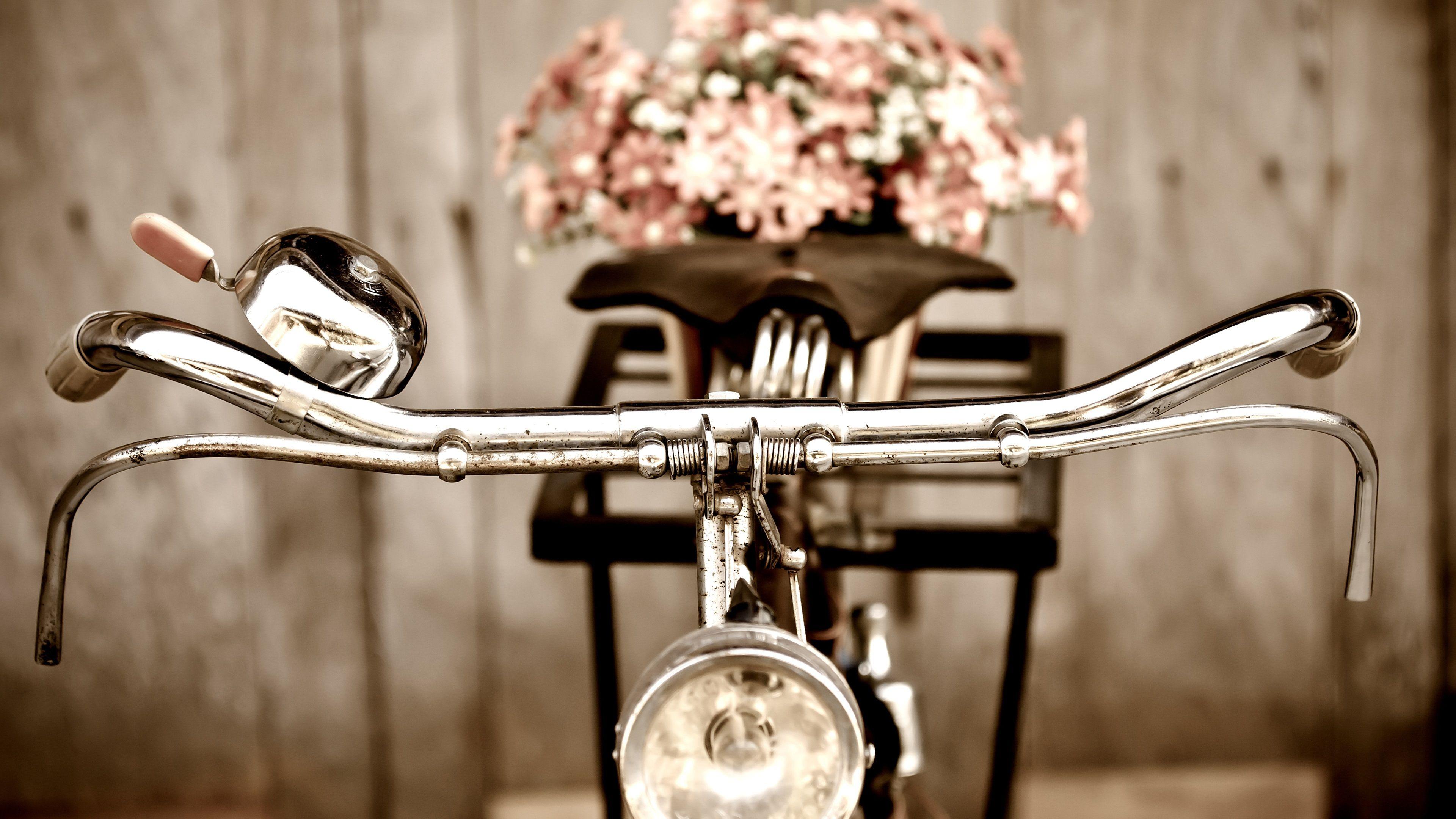 Wallpaper Retro bike, flowers 3840x2160 UHD 4K Picture, Image