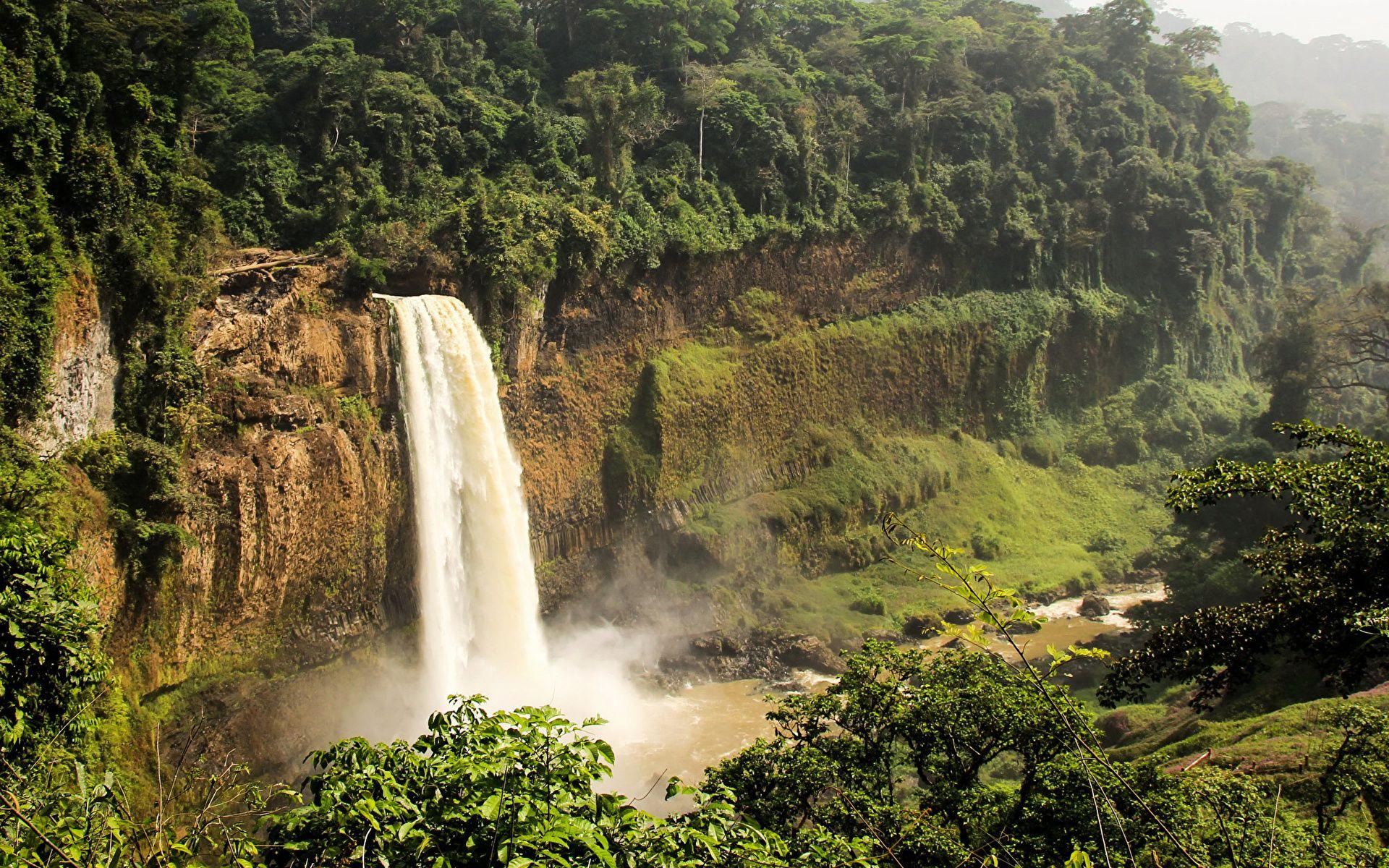 image Ekom Nkam Waterfalls Cameroon Crag Nature Tropics 1920x1200