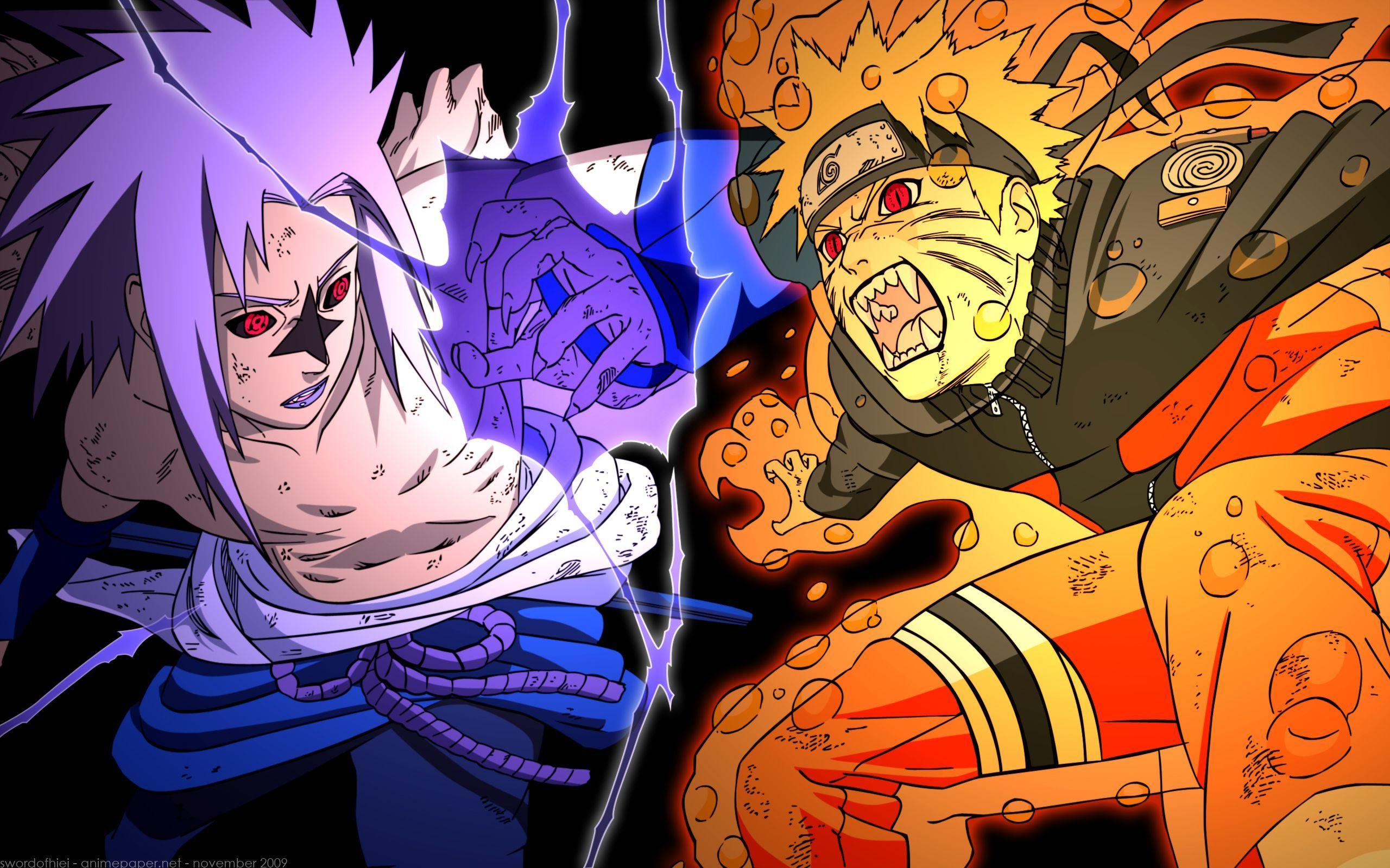 Uzumaki Naruto (Nine Tails mode) vs. Uchiha Sasuke (Curse Mark